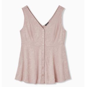 TAUPE JACQUARD BUTTON FRONT FIT & FLARE PEPLUM